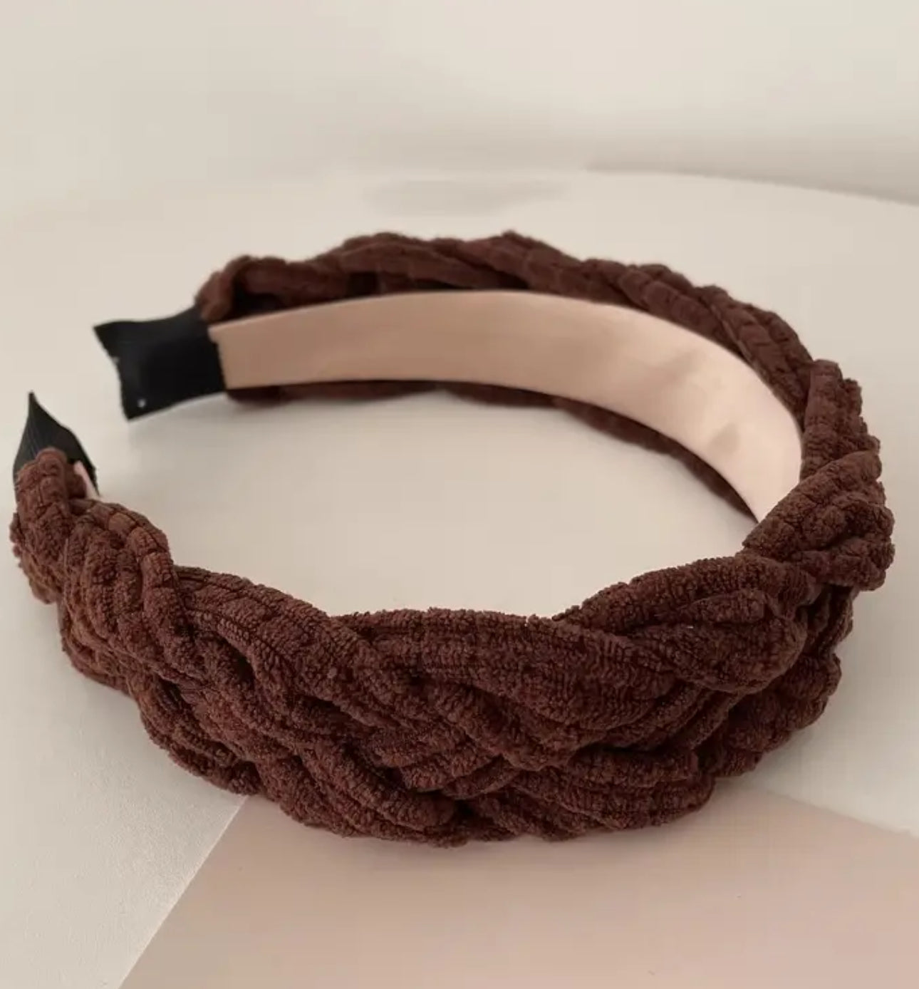 Versatile Autumn And Winter Solid Color Hair Accessories, Pressed Hair Headband, Plaid Suede Thickened Twist Braided Headband