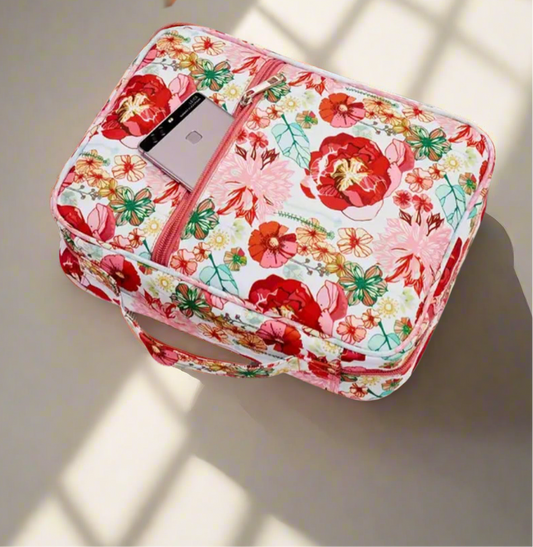 Bible Cover Floral Bible Tote Bag - Durable Polyester Carry Cases For Women, Girls & Teens - Protective Book Covers With Accessories Pocket - Ideal Christian Gifts, 12X8.8 Inches