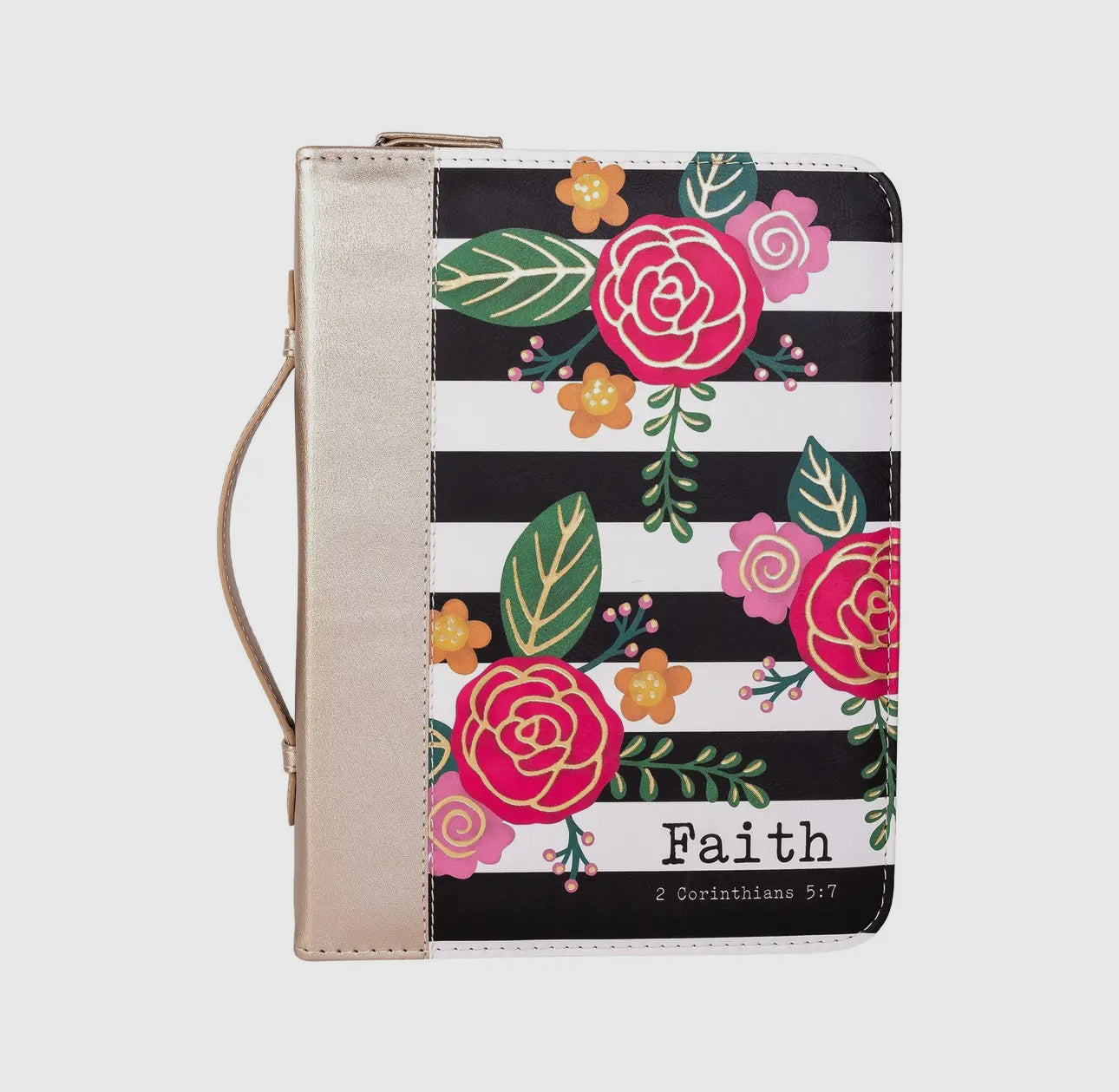 Black & White Stripe & Floral Deluxe Bible Cover