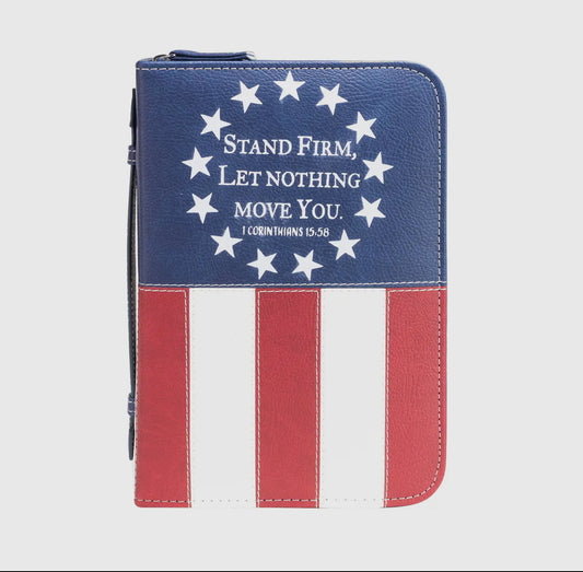 Large Bible Cover: US Flag Stand Firm