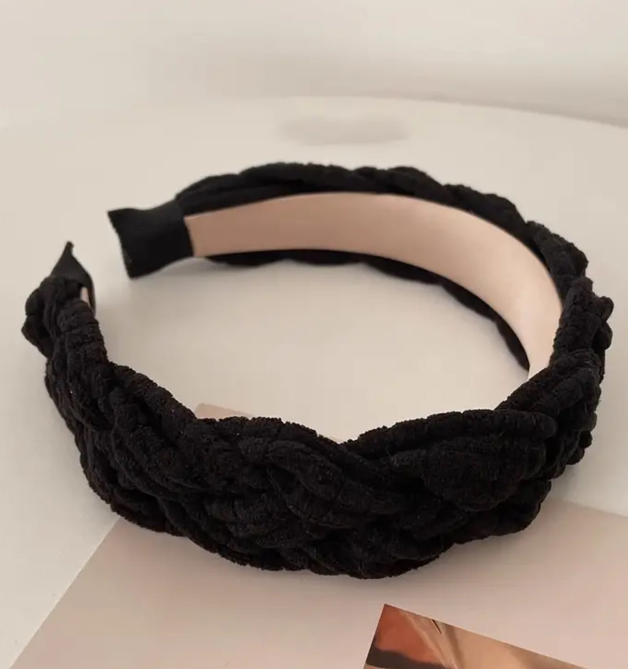 Versatile Autumn And Winter Solid Color Hair Accessories, Pressed Hair Headband, Plaid Suede Thickened Twist Braided Headband
