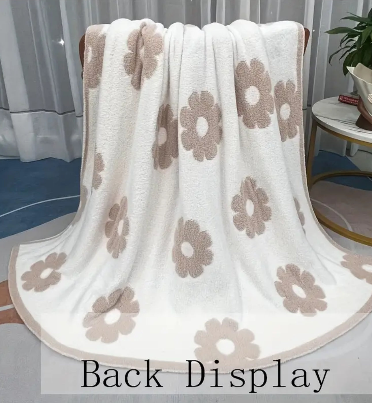 Nordic Flower Pattern Knitted Blanket Microfiber Flowers Daisy Knitted Blanket Lightweight Fluffy Fleece Blanket For Home or Travel