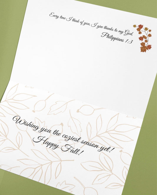 Fall Greeting Cards with Message Inside Personalized Cozy Fall Print Set of 10 Cards Autumn Cards with Envelopes Thanksgiving Card
