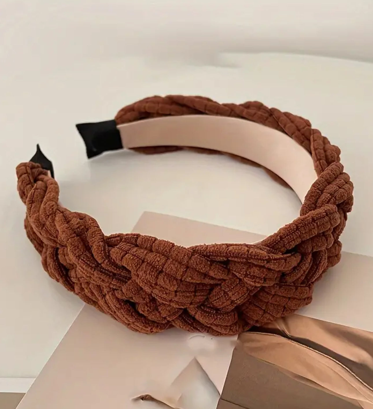 Versatile Autumn And Winter Solid Color Hair Accessories, Pressed Hair Headband, Plaid Suede Thickened Twist Braided Headband