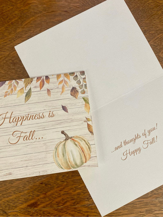 Fall Greeting Cards Notecards with Envelopes Happiness is Fall Printed Message Inside Set of 5 Autumn Cards Gift for Thanksgiving Card